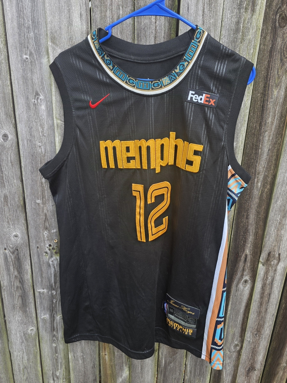 JA MORANT Nike Memphis Grizzlies Black & Gold Jersey - Isaac Hayes Patch